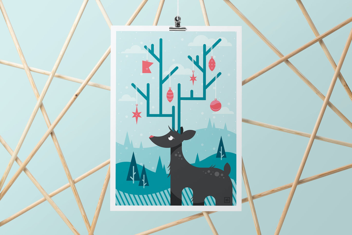 MN Christmas Market Christmas Deer Poster || Minnesota Made Gifts