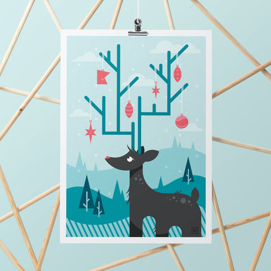 MN Christmas Market Brown Deer Print Poster || Minnesota Made Gifts