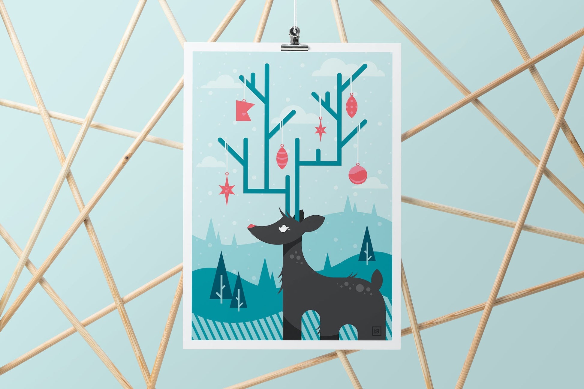 MN Christmas Market  Christmas Deer Poster || Minnesota Made Gifts
